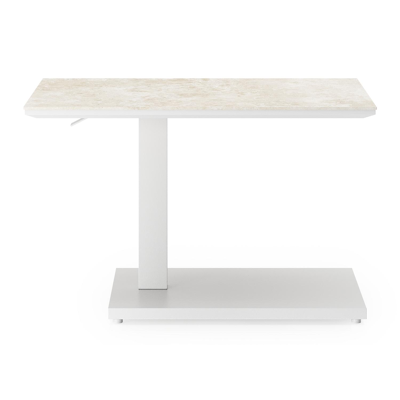 Cirello pop-up loungetafel rechthoekig in wit aluminium en volkeramiek Rapolano - L 70 x B 50 x H 44 cm