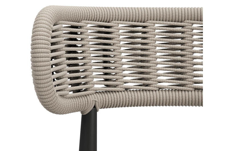 Lomo tuinstoel in zwart aluminium en beige vierkant geweven ronde rope 