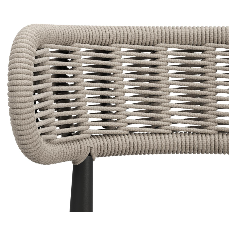 Lomo tuinstoel in zwart aluminium en beige vierkant geweven ronde rope 