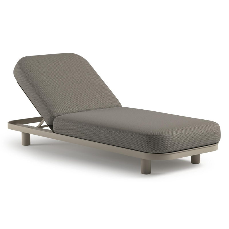 Chaise longue réglable Donato en aluminium beige avec All Weather Sunbrella® luxe lopi charcoal coussin