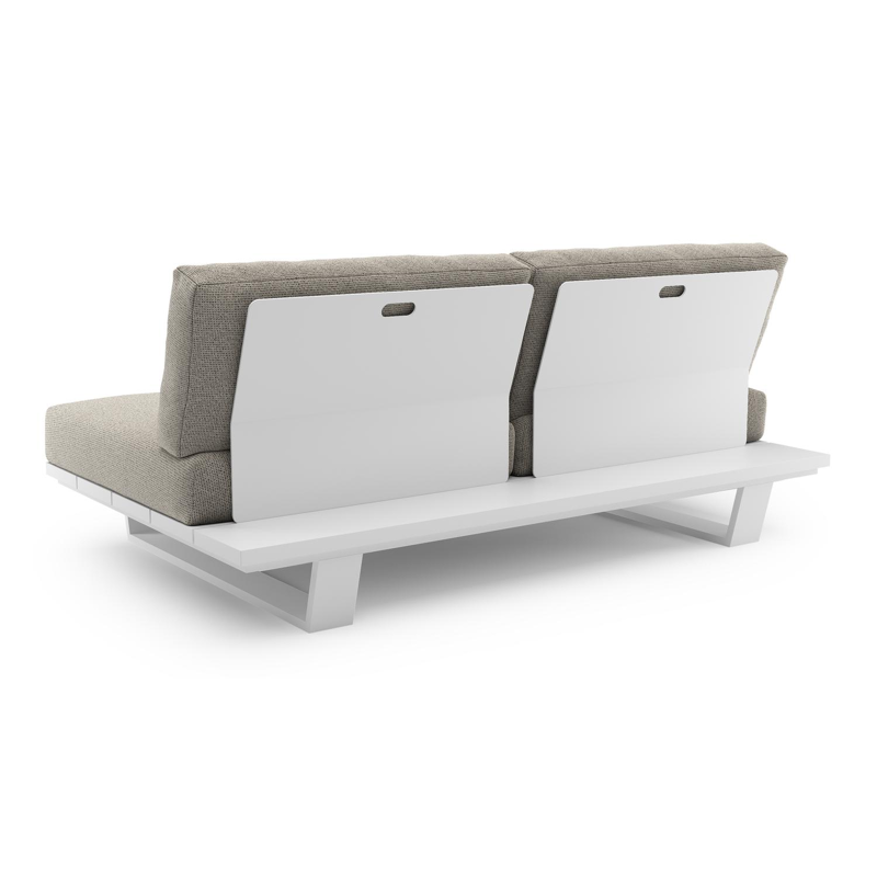 Pagino loungebank in wit aluminium met firenze sand all weather solica kussen