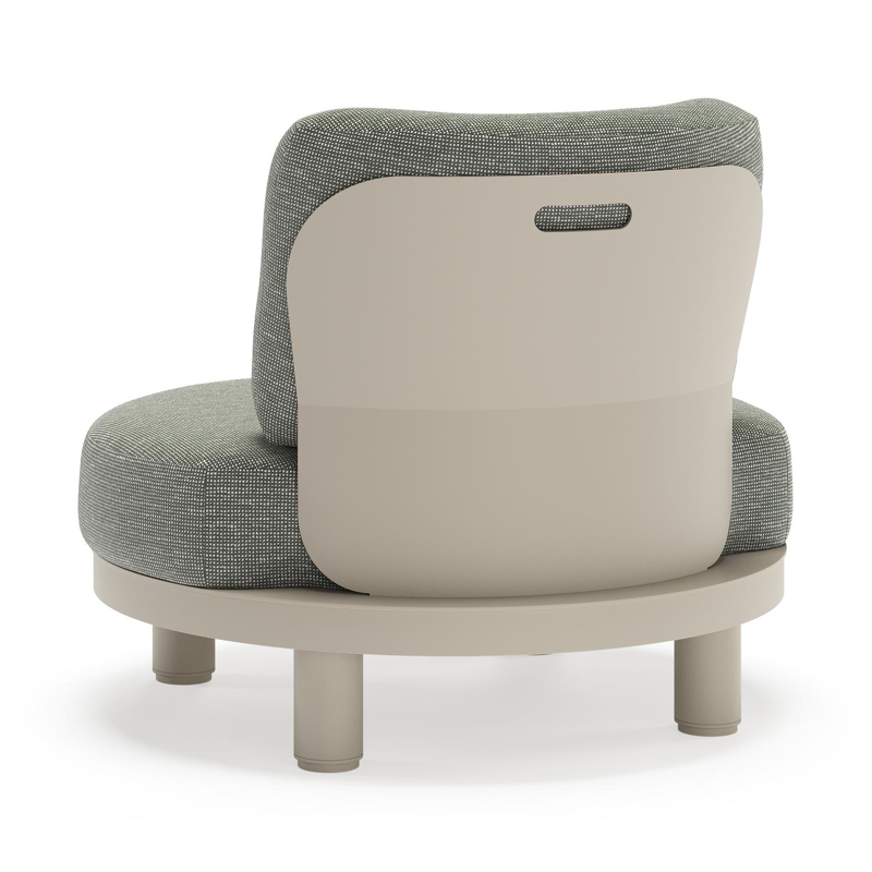 Donato loungestoel in beige aluminium met all weather sunbrella® luxe Slow Fern kussen