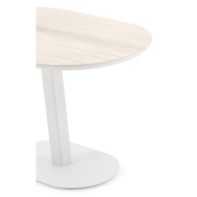 Teramo tuintafel bombo in wit aluminium en volkeramiek Travertino Bianco - L 110 x B 70 x H 73.7 cm