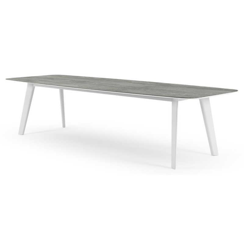 Lacrima tuintafel in wit aluminium en volkeramiek aspen grey  - L 315 x B 115 x H 73 cm