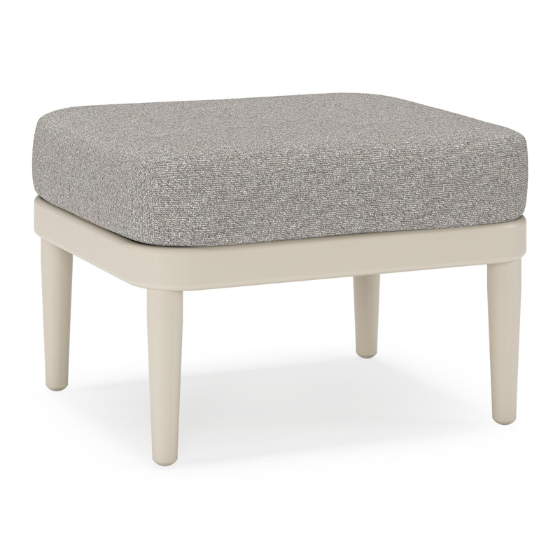 Orso poef in beige aluminium met Tundra Charcoal all weather sunbrella® luxe kussen