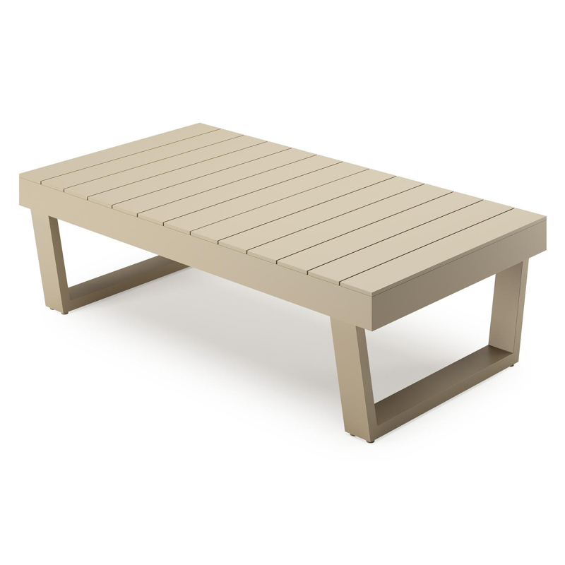 Table de basse Modica en aluminium beige - Lg. 130 x Lrg. 130 x Haut. 38 cm