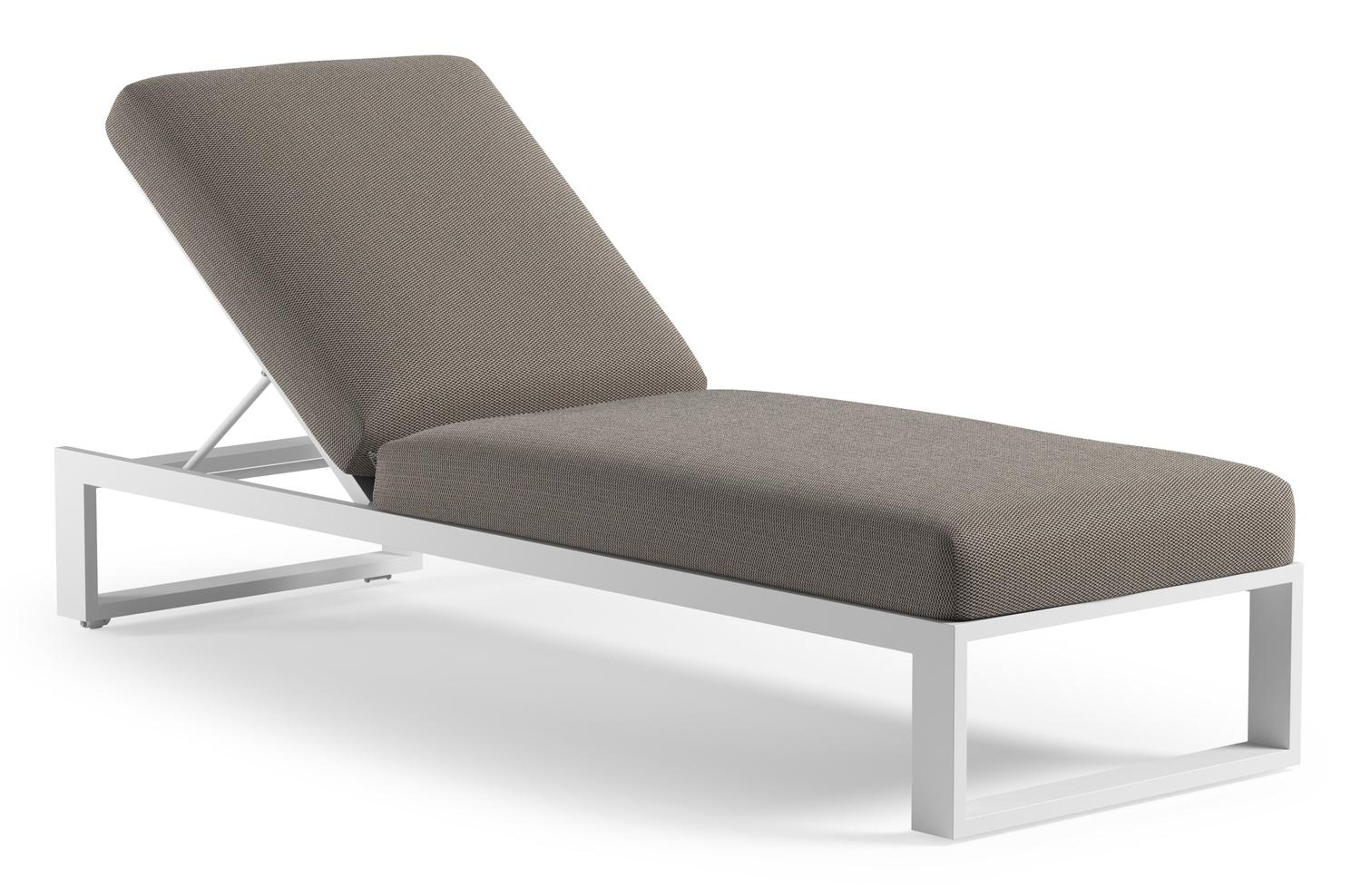 Verato verstelbaar ligbed in wit aluminium met lopi pepper all weather Sunbrella® luxe kussen