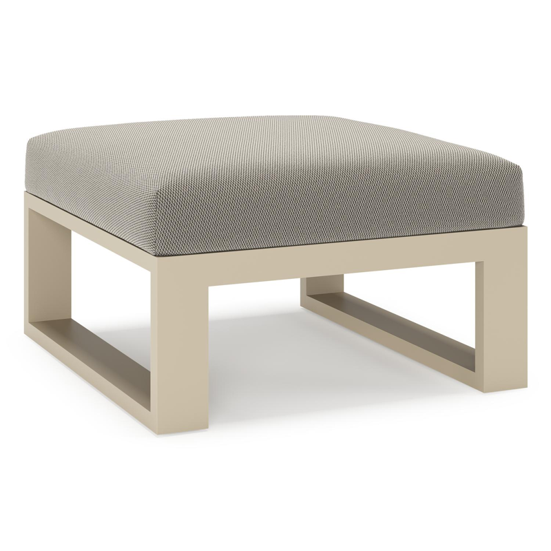 Verato poef in beige aluminium met lopi charcoal all weather sunbrella® luxe kussen