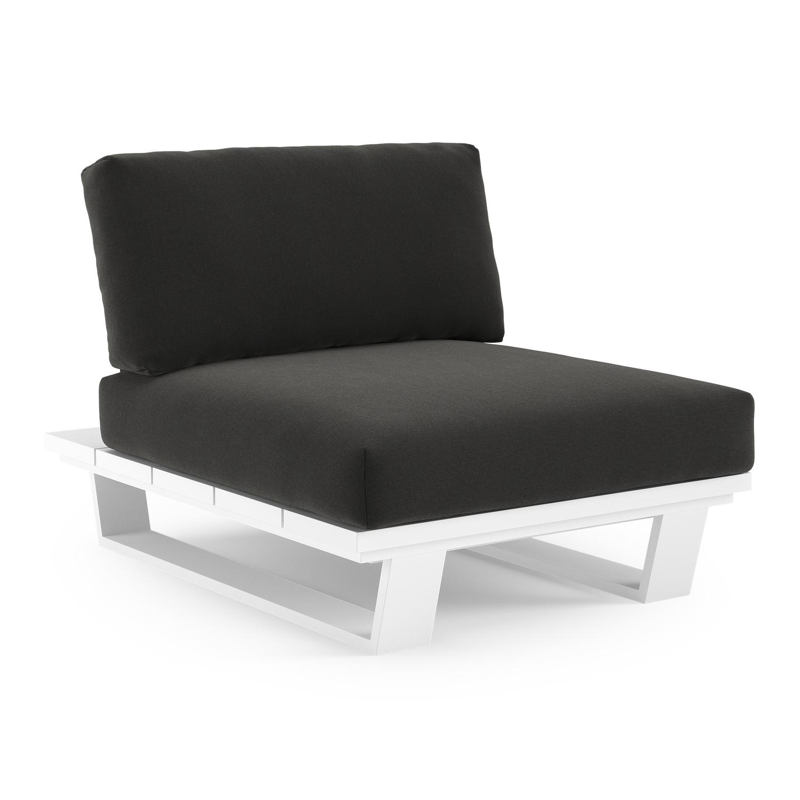 Fauteuil de jardin Pagino en aluminium blanc et coussins en all weather sunbrella® luxe natte sooty