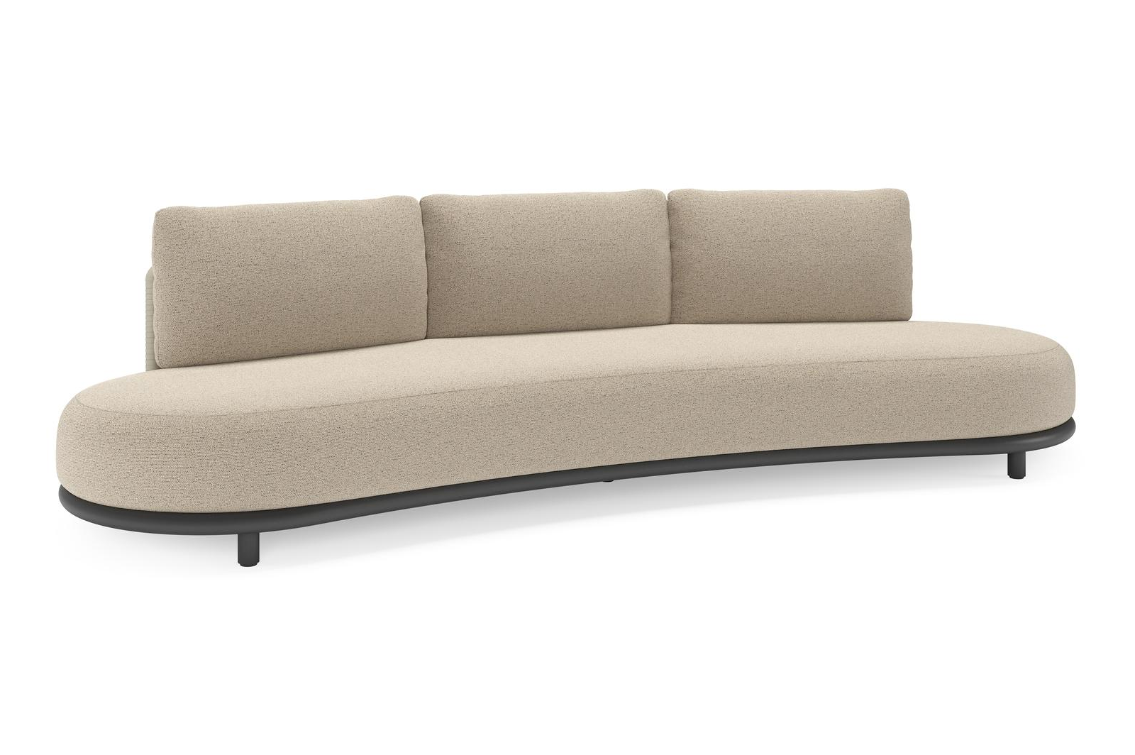 Lomano loungebank in zwart aluminium en beige verticaal geweven luxe vlakke rope met Marbella Beige all weather cosytica