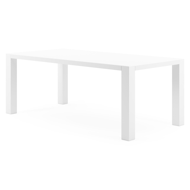 Table de jardin Nano en aluminium blanc et céramique pleine arctic white - Lg 200 x Larg. 100 x H 75 cm