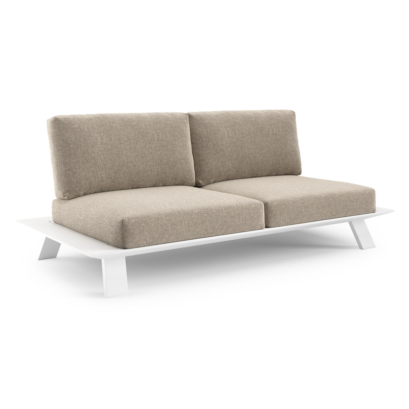 Cesano loungebank in wit aluminium met all weather sunbrella luxe chartres pewter kussen