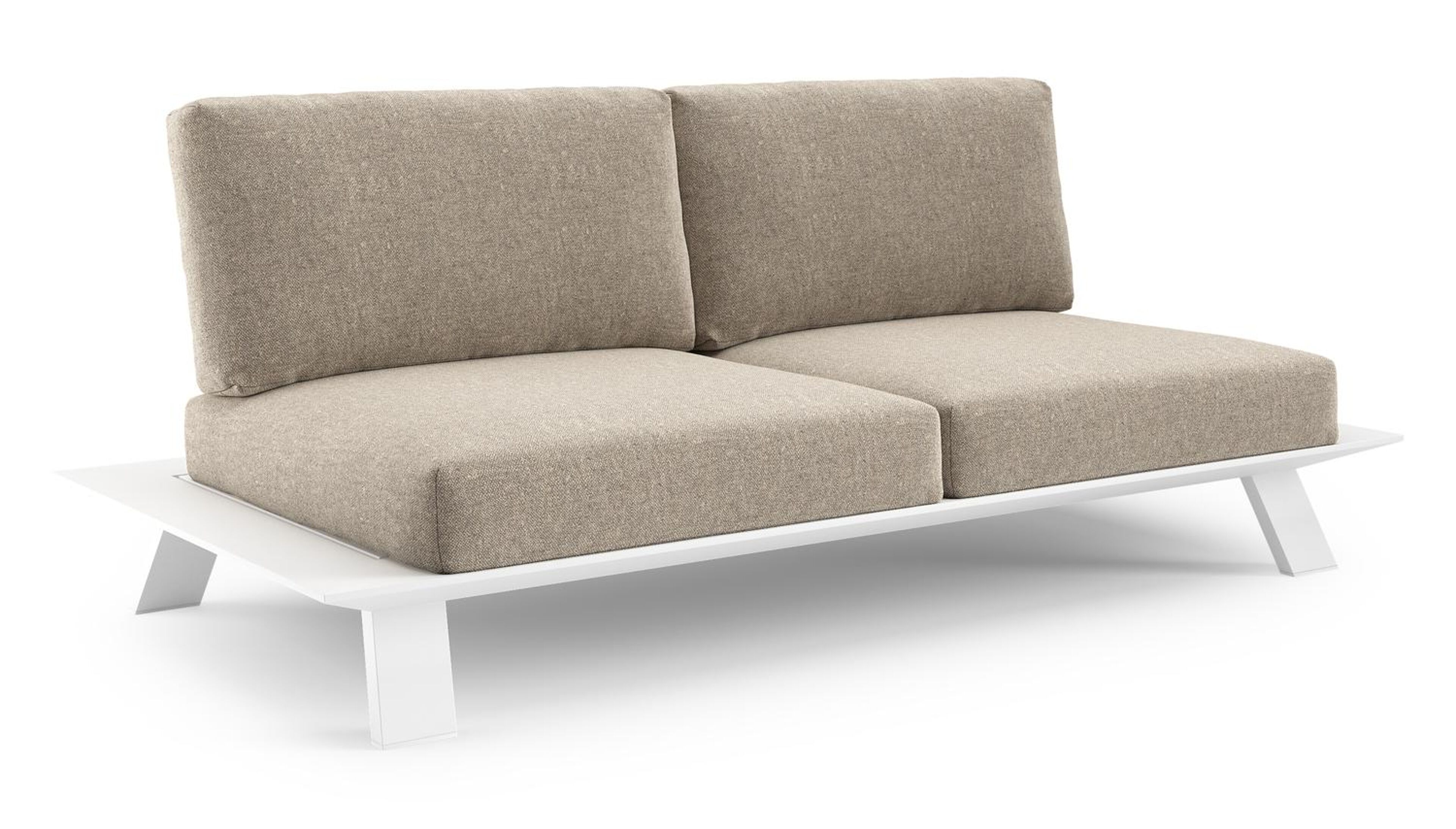 Cesano loungebank in wit aluminium met chartres pewter all weather Sunbrella® luxe kussen