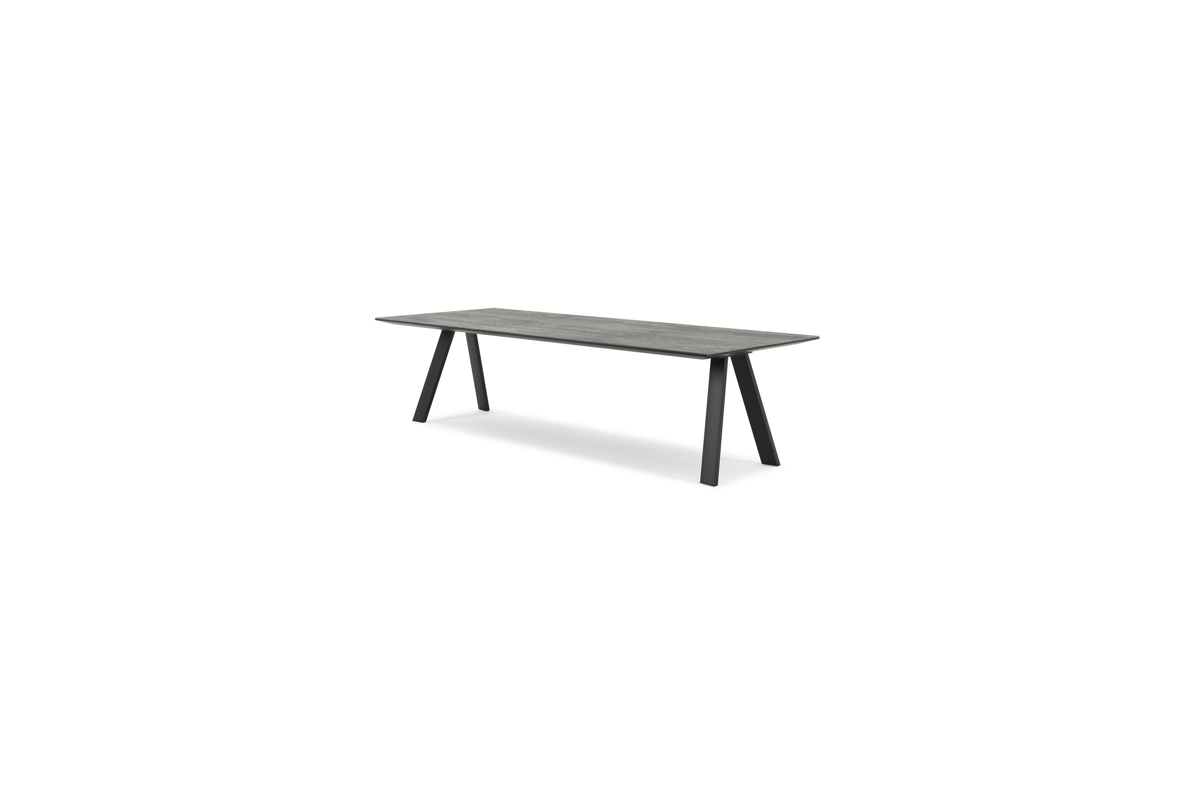 Cesano tuintafel in zwart aluminium en volkeramiek aspen grey - L 280 x B 110 x H 75 cm