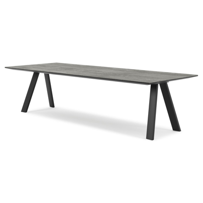 Table de jardin Cesano en aluminium noir et céramique pleine aspen grey - Lg 280 x Larg. 110 x H 75 cm