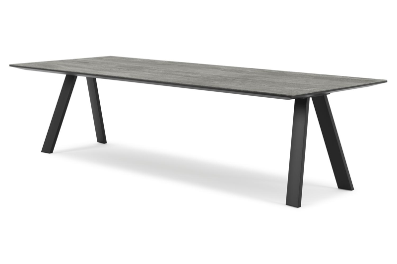 Cesano tuintafel in zwart aluminium en volkeramiek aspen grey - L 280 x B 110 x H 75 cm