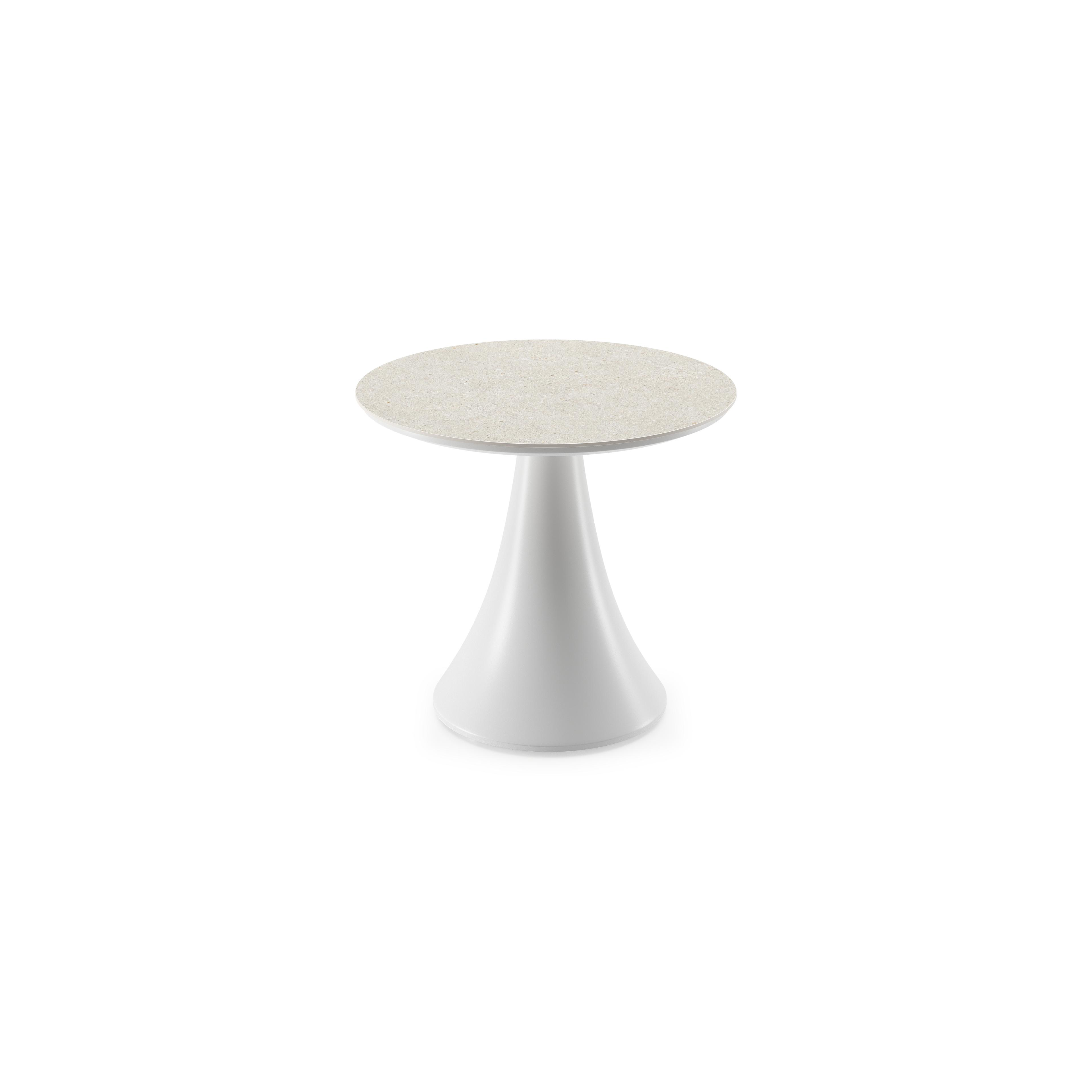 Table basse Fano en blanc aluminium et céramique pleine shilin - Diam. 65 x Haut. 55 cm