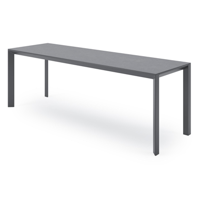 Malito tuintafel in zwart aluminium en volkeramiek pierre bleue - L 220 x B 70 x H 75,5 cm