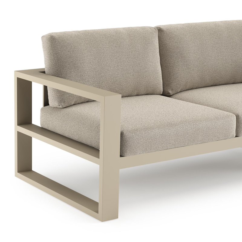 Salon de jardin d'angle Verato en aluminium beige et coussins en All Weather Cosytica catania sand