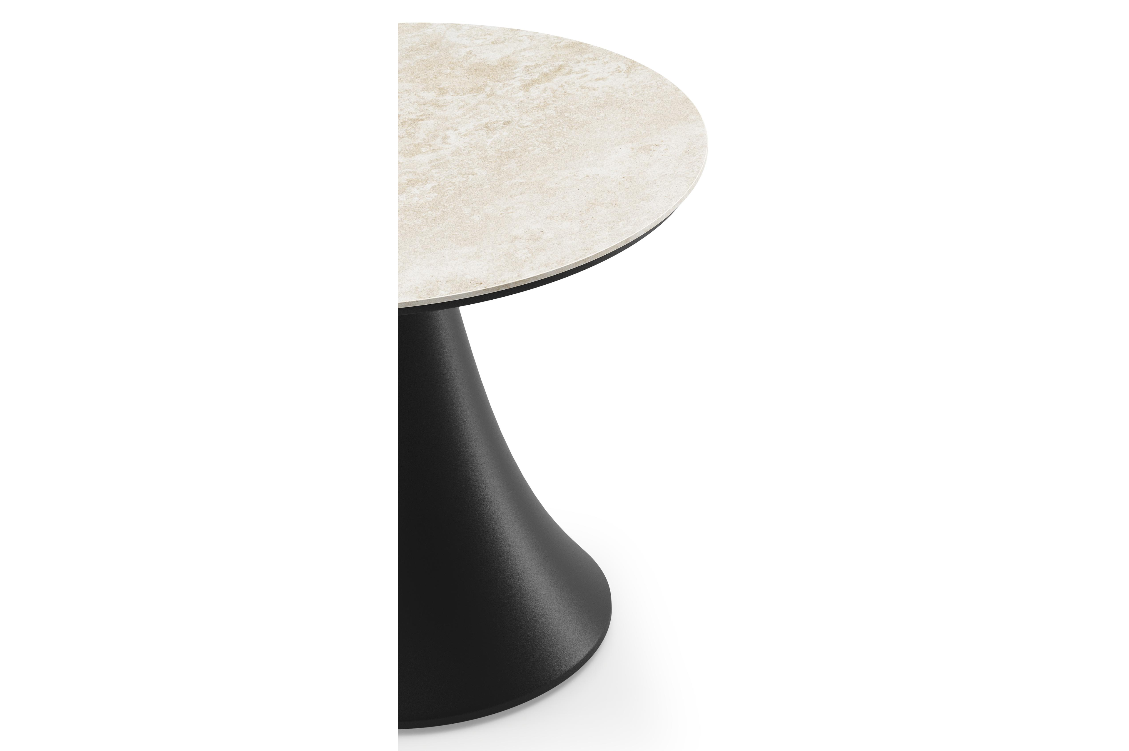 Fano low dining loungetafel rond in zwart aluminium en volkeramiek Rapolano - Dia. 85 x H 55 cm