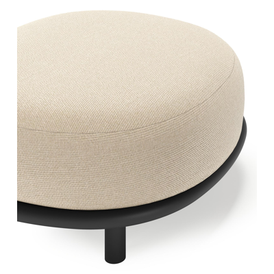 Lupino poef in zwart aluminium met althea chalk all weather cosytica kussen