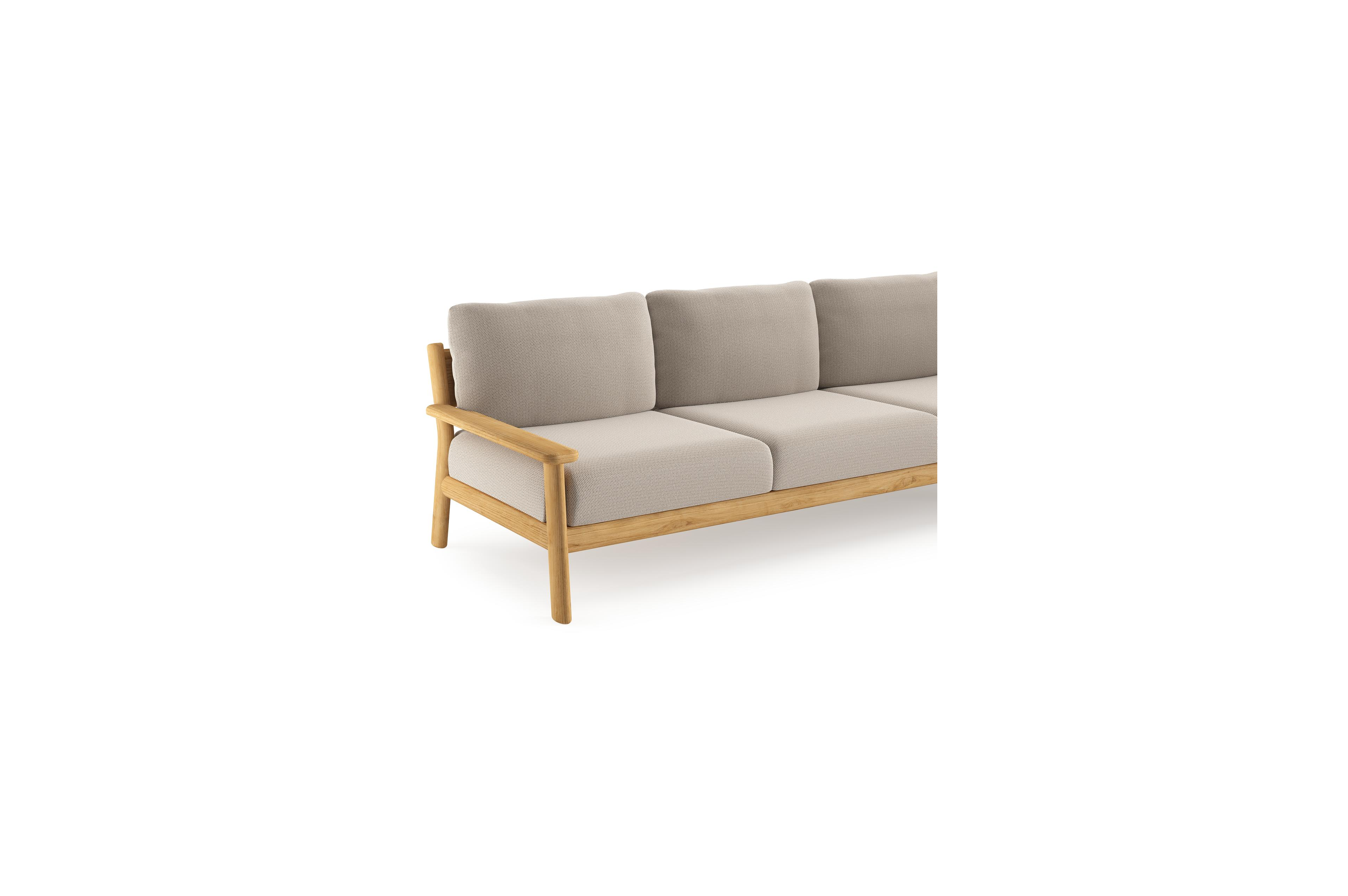 Amaro loungebank in teak met lopi fossil all weather sunbrella® luxe kussen