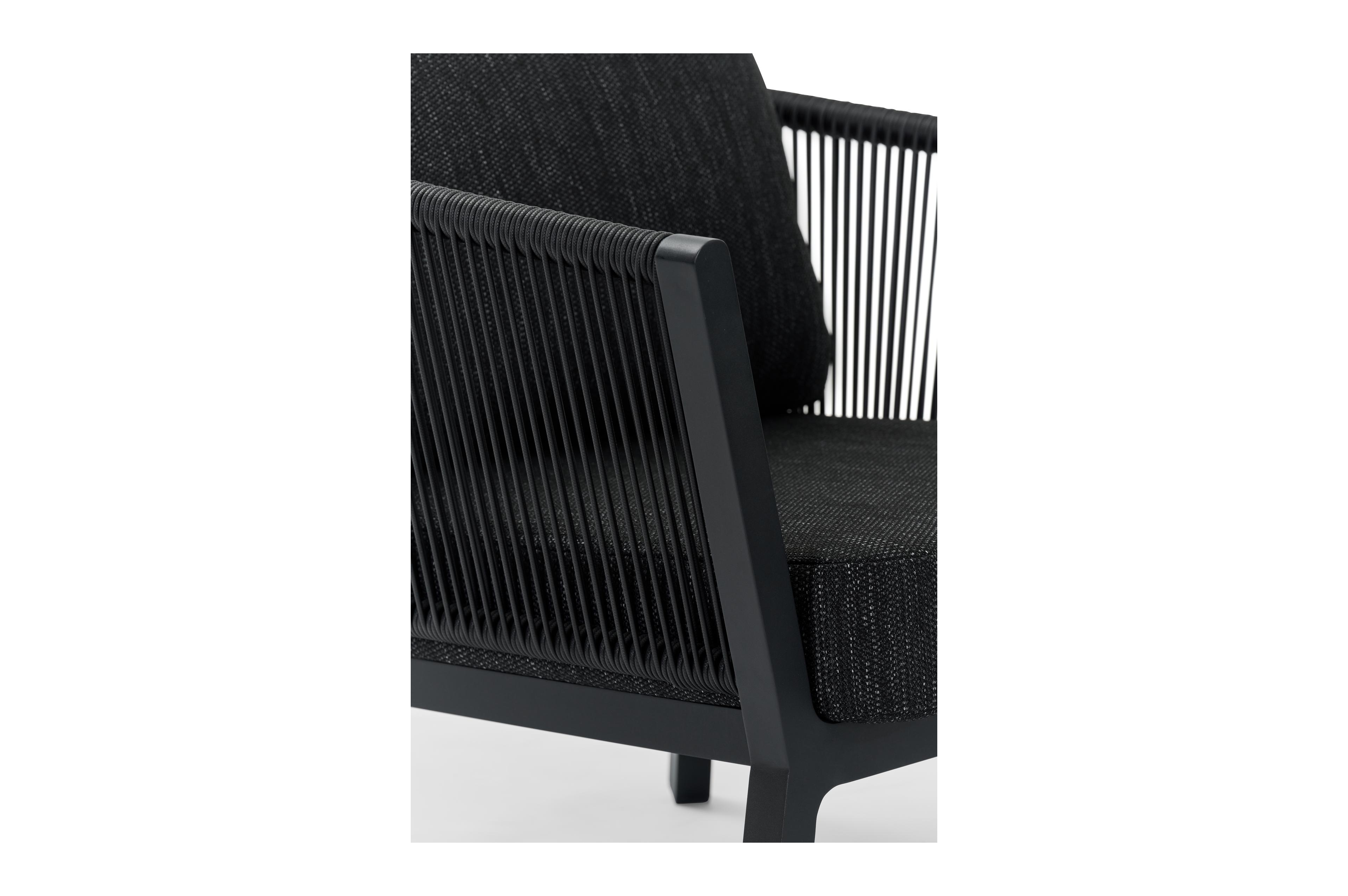 Cordoba loungeset in zwart aluminium met zwart weather+ softtouch kussens