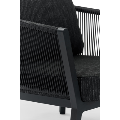 Cordoba loungeset in zwart aluminium met zwart weather+ softtouch kussens