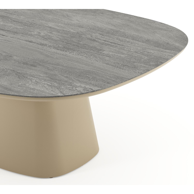 Amico tuintafel bombo xl in beige aluminium en volkeramiek Aspen Grey - L 210 x B 148 x H 73.5 cm