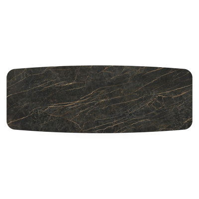 Table de jardin Orso forme de bateau en aluminium blanc et céramique pleine Black Obsession - Lg. 315 x Lrg. 115 x Haut. 75 cm