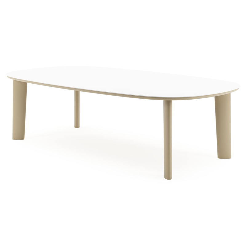 Amico tuintafel bombo xl in beige aluminium en volkeramiek Arctic White - L 270 x B 148 x H 73.5 cm
