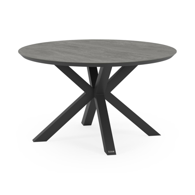 Nano tuintafel in zwart aluminium en volkeramiek aspen grey - Dia. 130 x H 71 cm