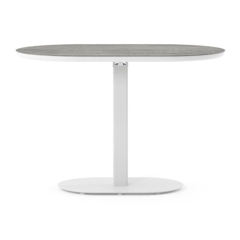 Table de jardin Teramo inclinable bombo en aluminium blanc et céramique pleine Aspen Grey - Lg. 110 x Lrg. 70 x Haut. 73.7 cm