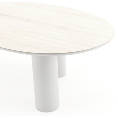 Amico tuintafel mango in wit aluminium en volkeramiek Travertino Bianco - L 260 x B 130 x H 73.5 cm