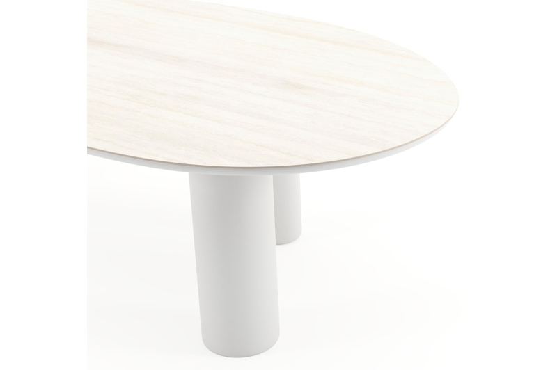 Amico tuintafel mango in wit aluminium en volkeramiek Travertino Bianco - L 260 x B 130 x H 73.5 cm