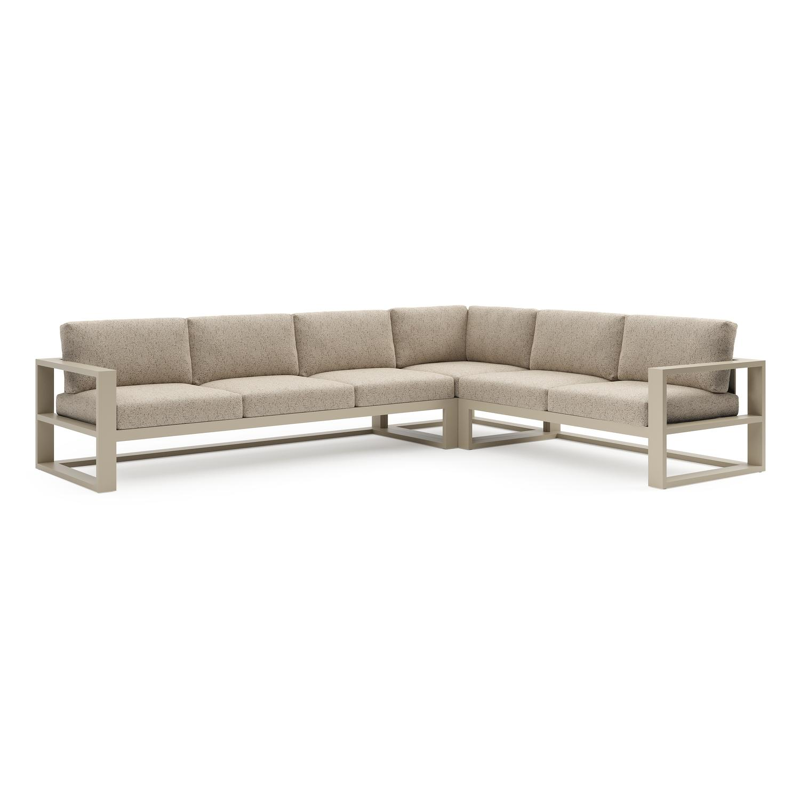 Verato loungehoek in beige aluminium met bora jungle all weather cosytica kussen