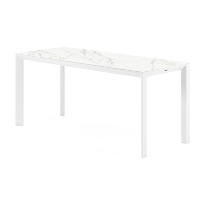 Malito tuintafel in wit aluminium en volkeramiek calacatta - L 170 x B 70 x H 75,5 cm