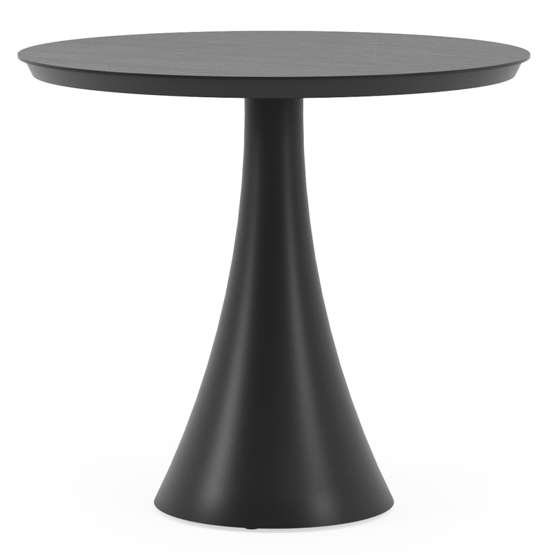 Fano tuintafel in zwart aluminium en volkeramiek basalt black - Dia. 85 x H 75 cm