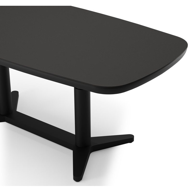 Tarsia tuintafel rond in zwart aluminium en Notte Minerale sintered stone - L 90 x B 180 x H 74.5 cm