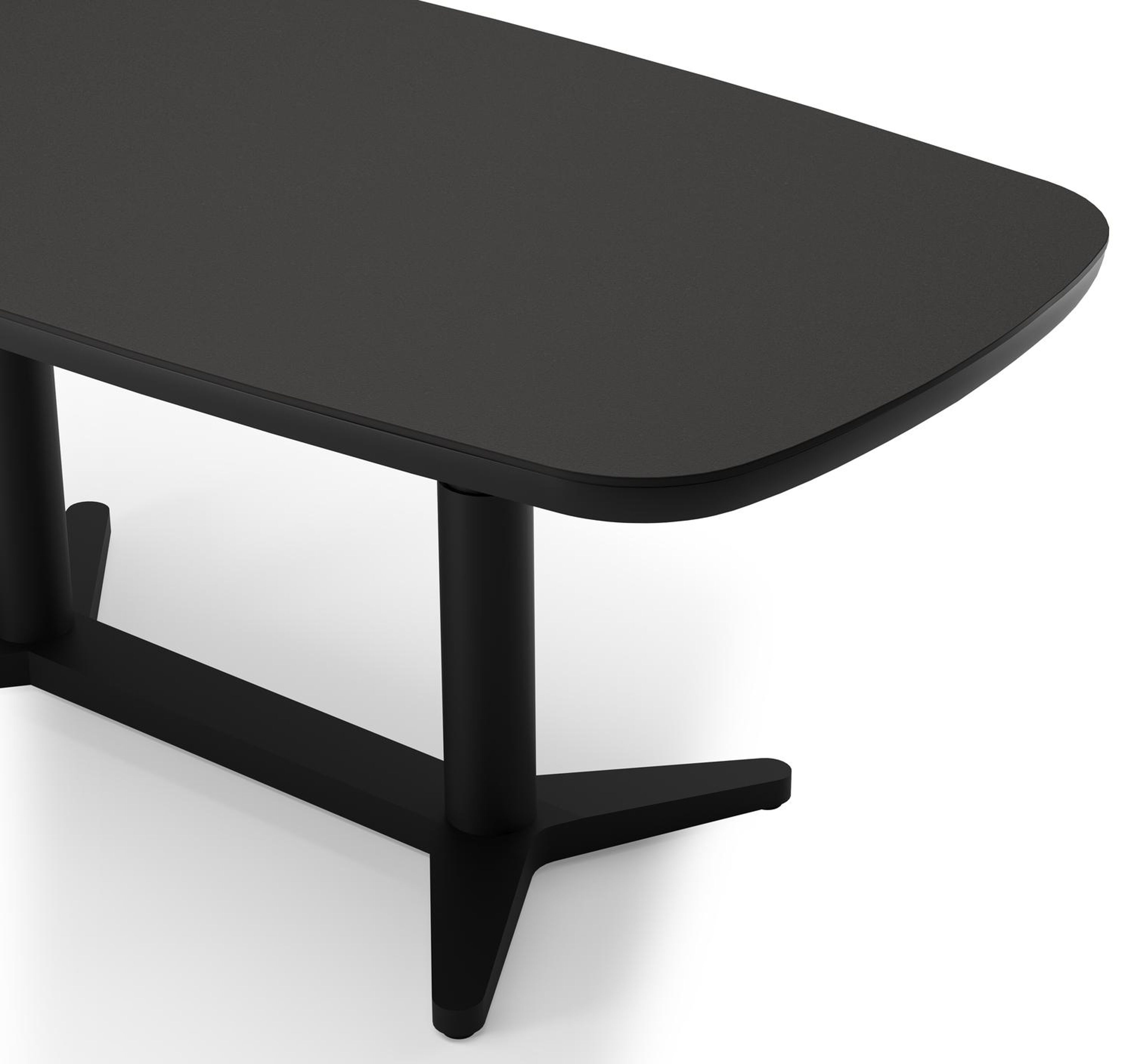 Table de jardin Tarsia en form de bateau en aluminium noir et sintered stone Notte Minerale - Lg. 180 x Lrg. 90 x Haut. 74.5 cm
