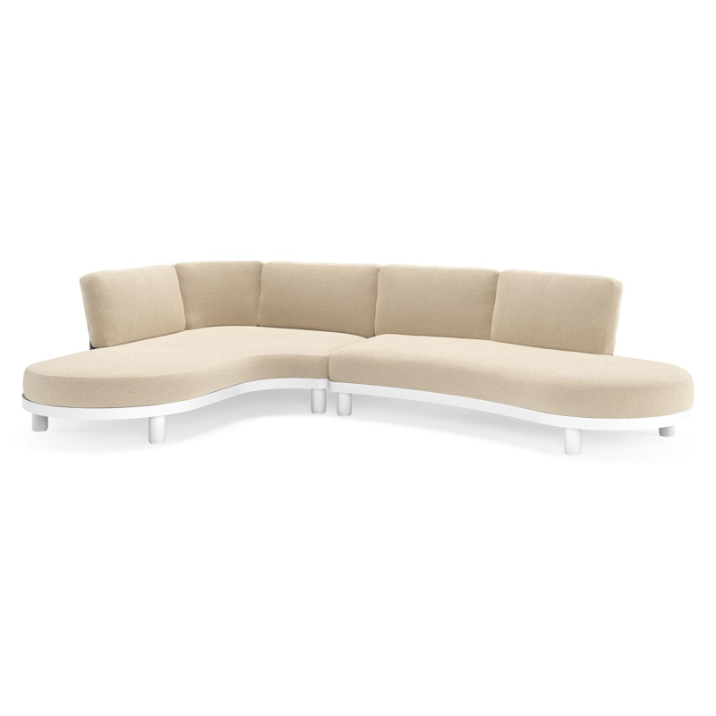 Salon de jardin d'angle Donato en aluminium blanc et coussins en all weather cosytica Althea Chalk