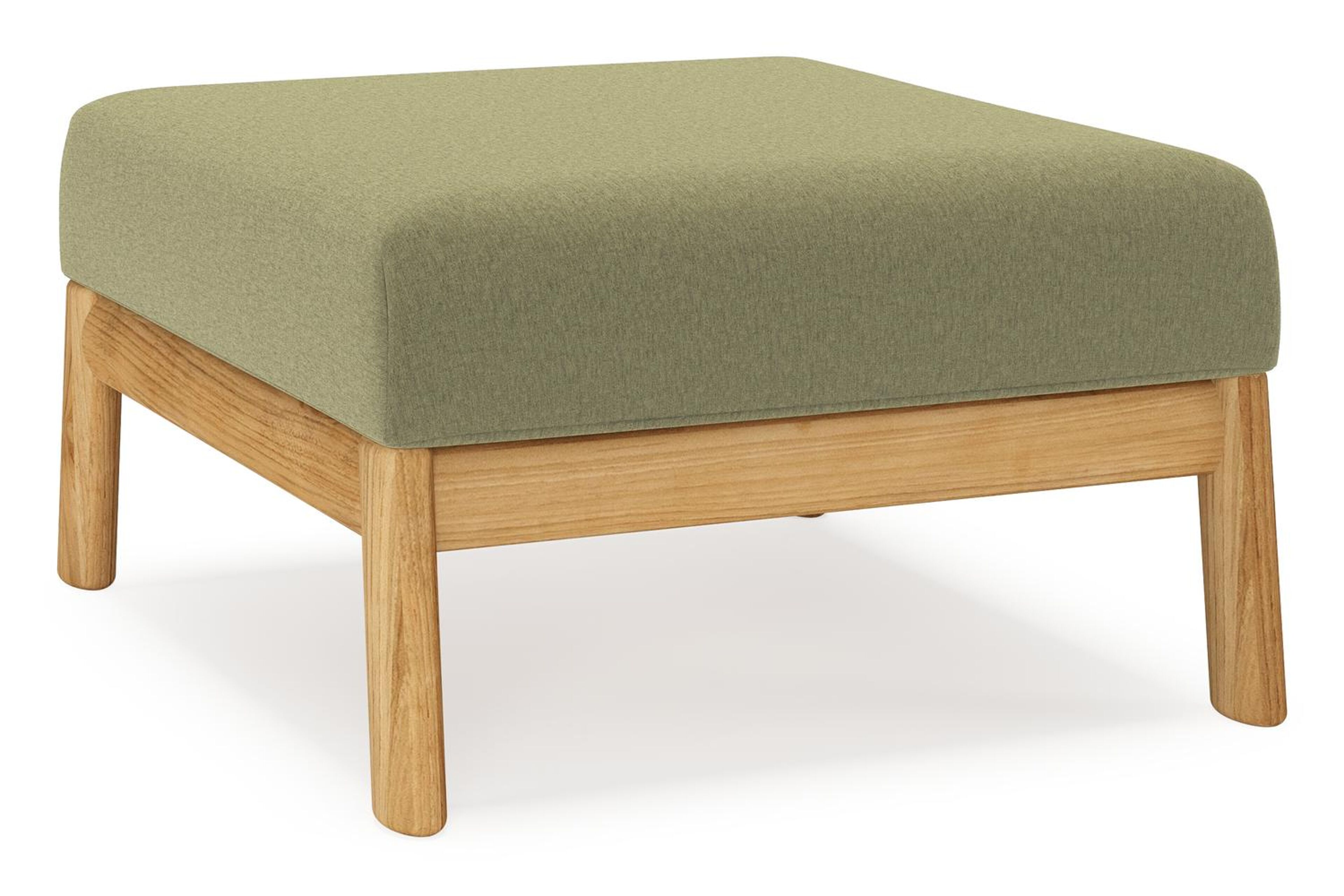 Amaro poef in teak met heritage leaf all weather sunbrella® luxe kussen