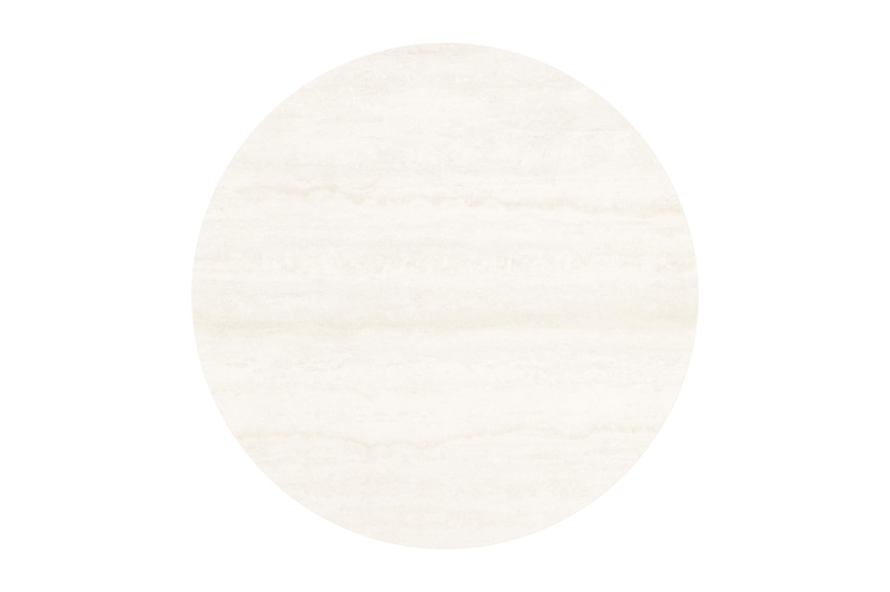 Fano low dining loungetafel rond in zwart aluminium en volkeramiek Travertino Bianco - Dia. 65 x H 40 cm