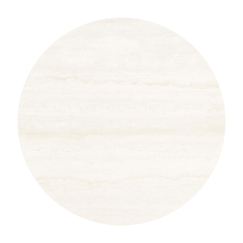 Fano low dining loungetafel rond in zwart aluminium en volkeramiek Travertino Bianco - Dia. 65 x H 55 cm