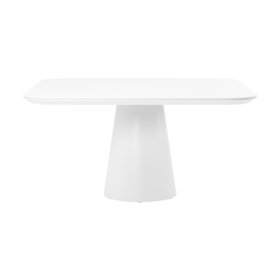 Donato tuintafel vierkant afgerond in wit aluminium en volkeramiek arctic white - L 148 x B 148 x H 75 cm