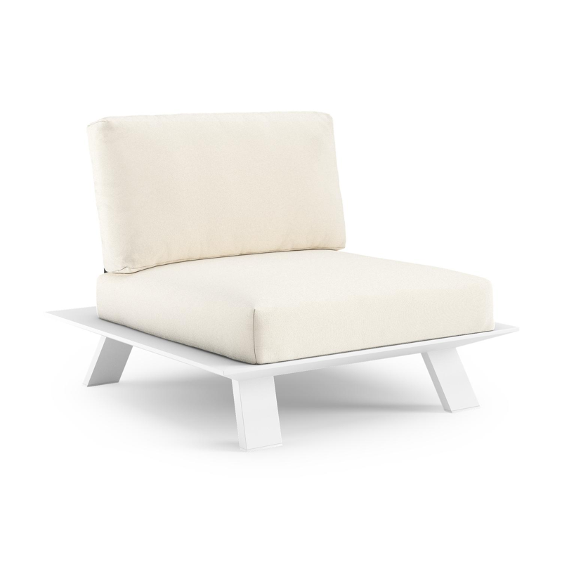 Cesano loungezetel 1-zit in wit aluminium met natte white all weather sunbrella® luxe kussen