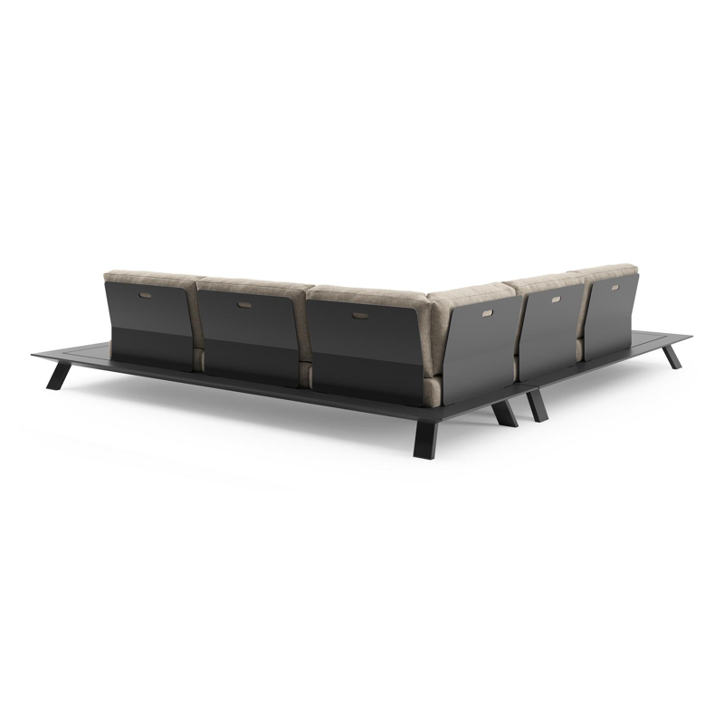 Cesano loungehoek in zwart aluminium met chartres pewter all weather Sunbrella® luxe kussen