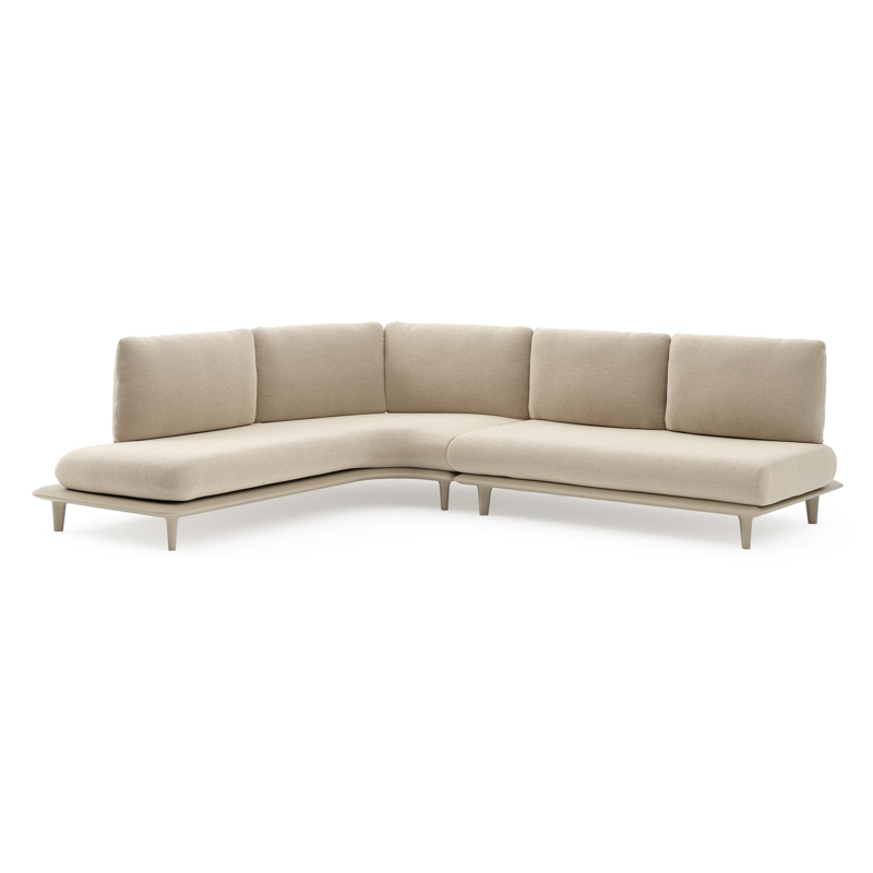 Bomero loungehoek in beige aluminium met althea chalk all weather cosytica kussen