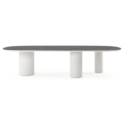 Amico tuintafel bombo xl in wit aluminium en volkeramiek Black Obsession - L 320 x B 148 x H 73.5 cm
