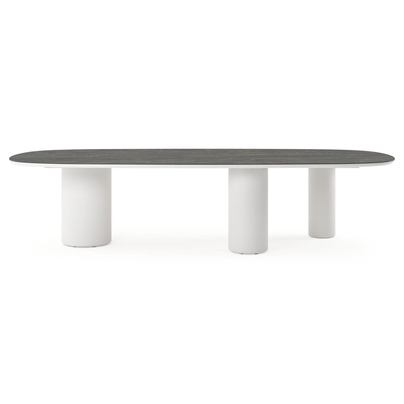 Amico tuintafel bombo xl in wit aluminium en volkeramiek Black Obsession - L 320 x B 148 x H 73.5 cm